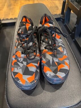 adidas Men’s Athletic Shoes in Black, Gray & Orange Geometric Print